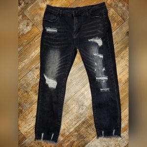 Black Distressed Women's Jeans Size 16